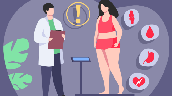 Ilustración. Mujer visitando al médico