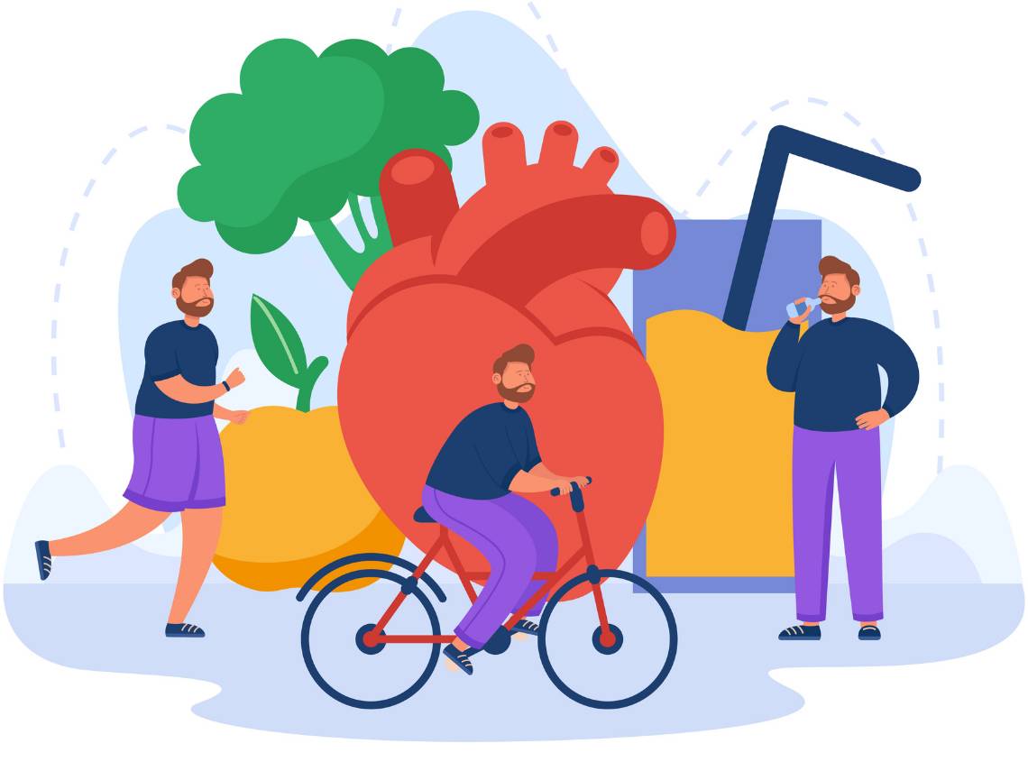 Ilustración Correr o montar en bicicleta