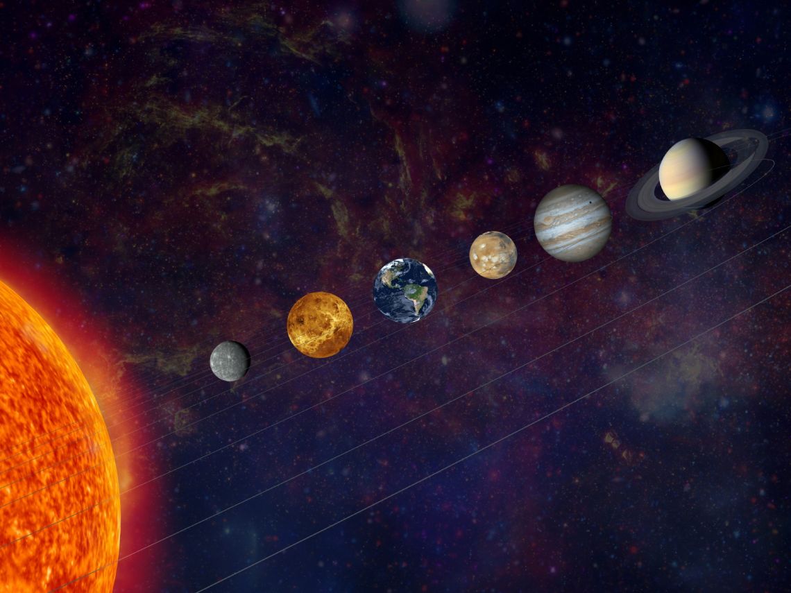 Planetas alineados. Dibujo