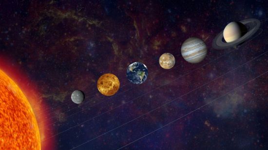 Planetas alineados. Dibujo