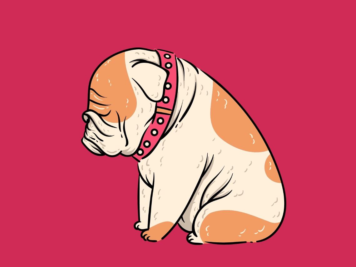 Dibujo, perro triste