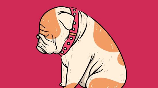 Dibujo, perro triste