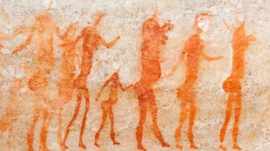 Pintura rupestre, grupo de personas