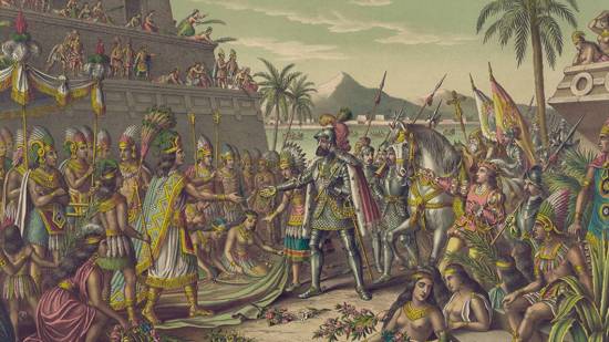 Primer encuentro entre Hernán Cortés y Moctezuma