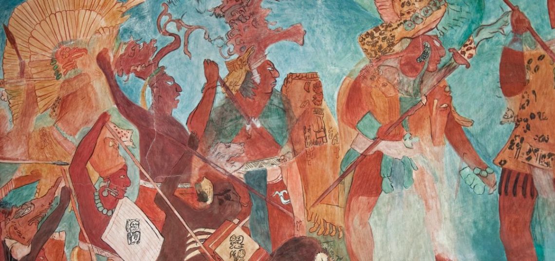 Dibujo de guerreros maya