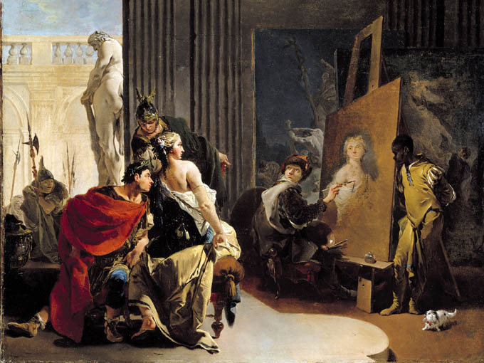 Apeles retratando a Kampaspe, concubida de Alejandro Magno.