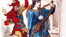 Un trovador y un bufón del siglo XIV