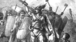 Guererros bárbaros derrotando a las legiones romanas