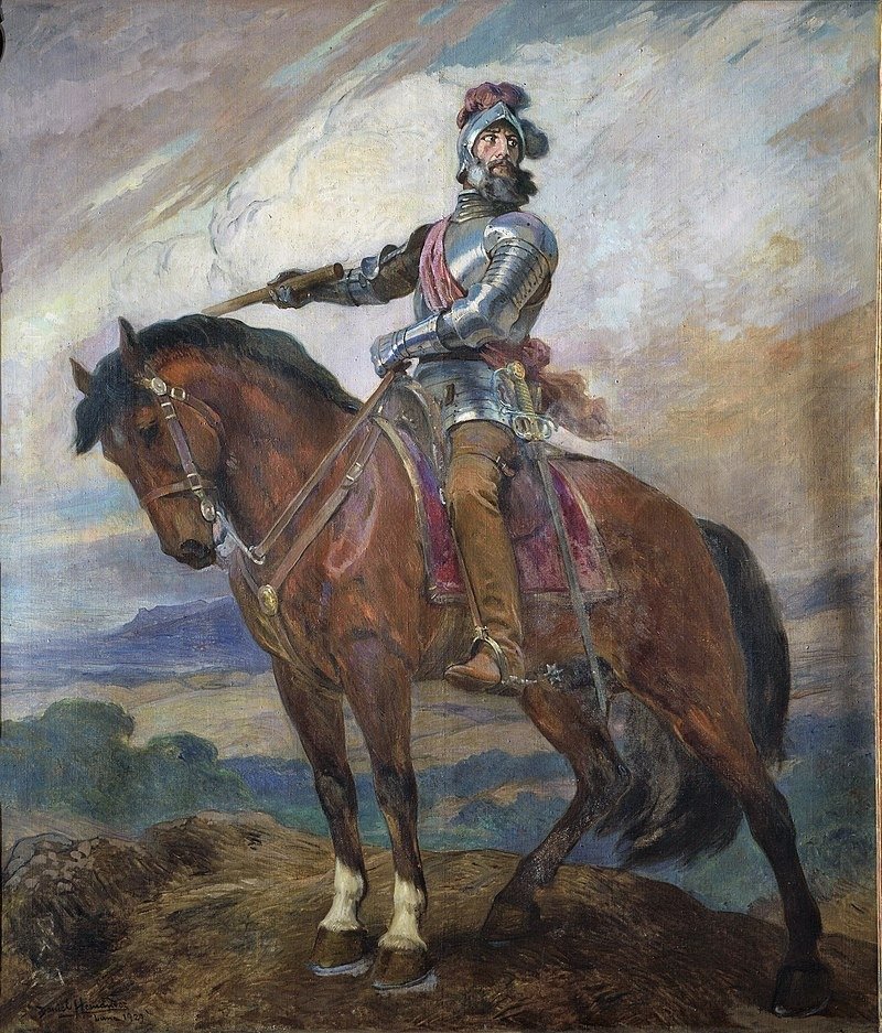 Francisco Pizarro a caballo por Daniel Hernández Morillo.