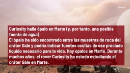 Curiosity halla ópalo en Marte (y, por tanto, una posible fuente de agua)