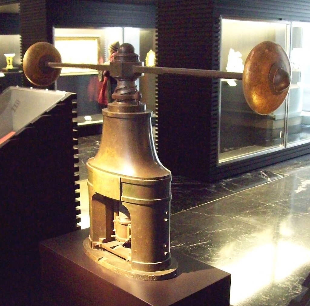 Invención del dinero. Prensa de volante francesa, usada por la Real Casa de la Moneda de España en el siglo XIX. Luis García/ Wikimedia Commons.