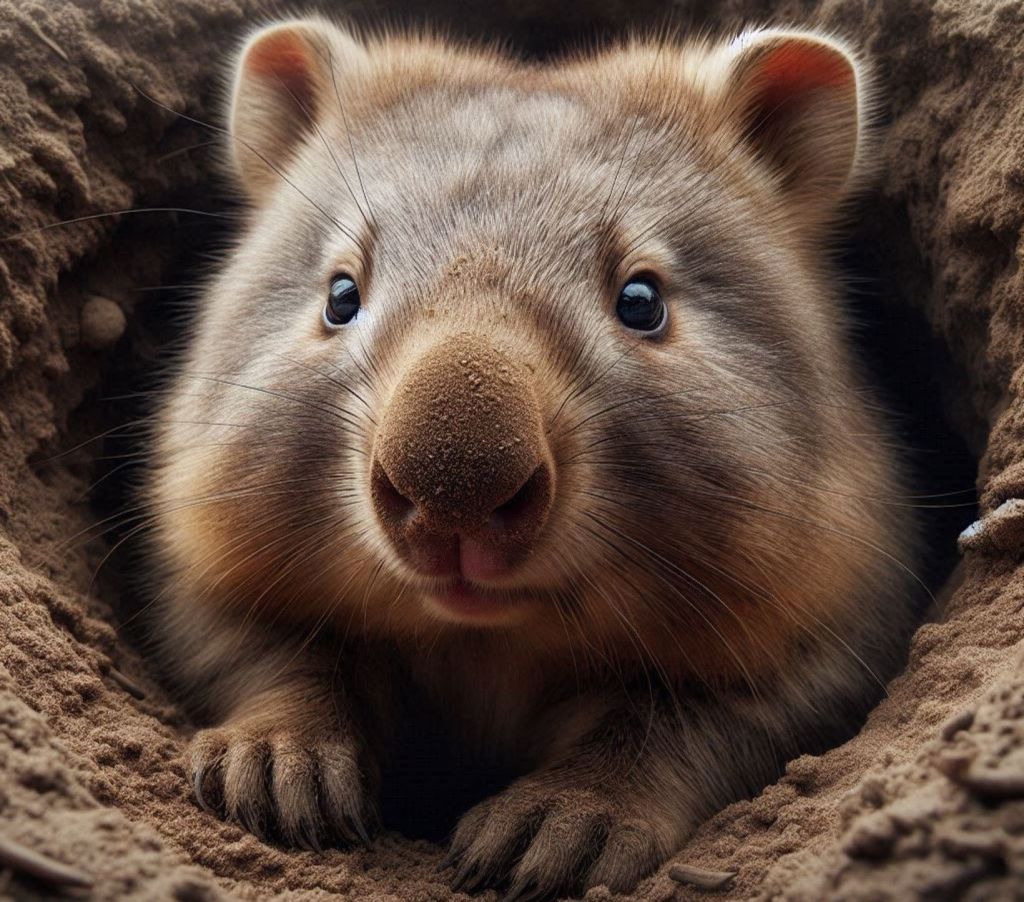 Wombat en su madriguera