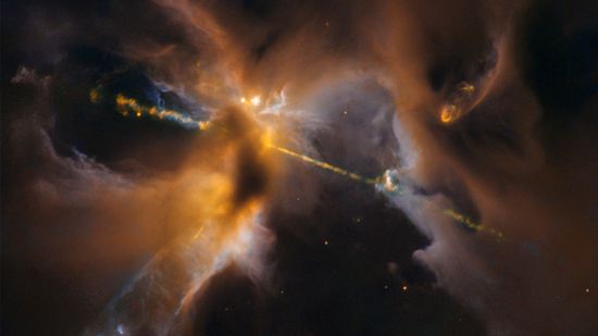 El llanto de luz de una estrella recién nacida