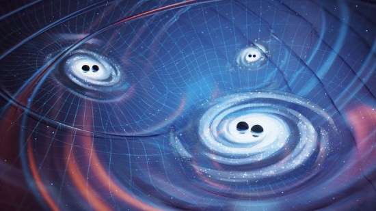Representación artística de las ondas gravitatorias