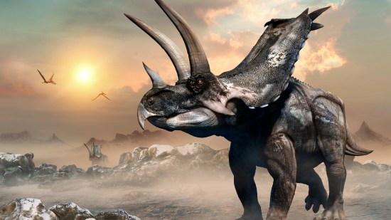 Recreación de dinosaurio con cuernos