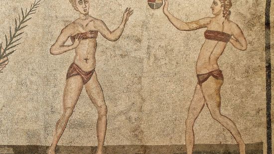 Detalle de un mosaico en la Villa romana del Casale