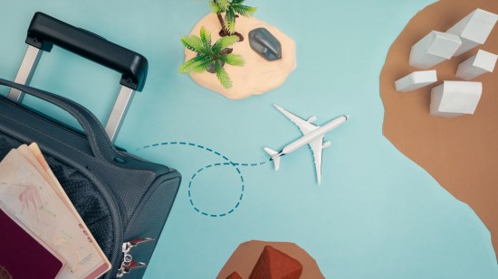 Mapa de viaje en avión con ruta a varios países