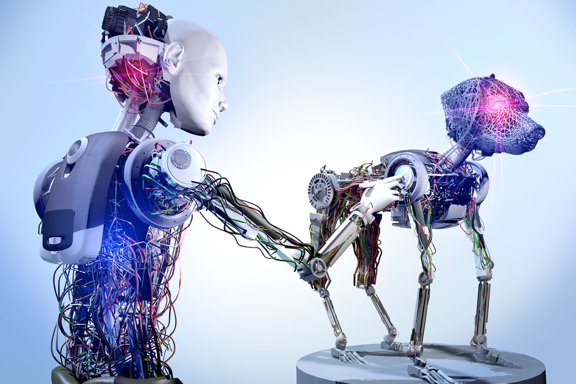 Ciborg con perro robot