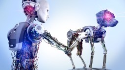 Ciborg con perro robot