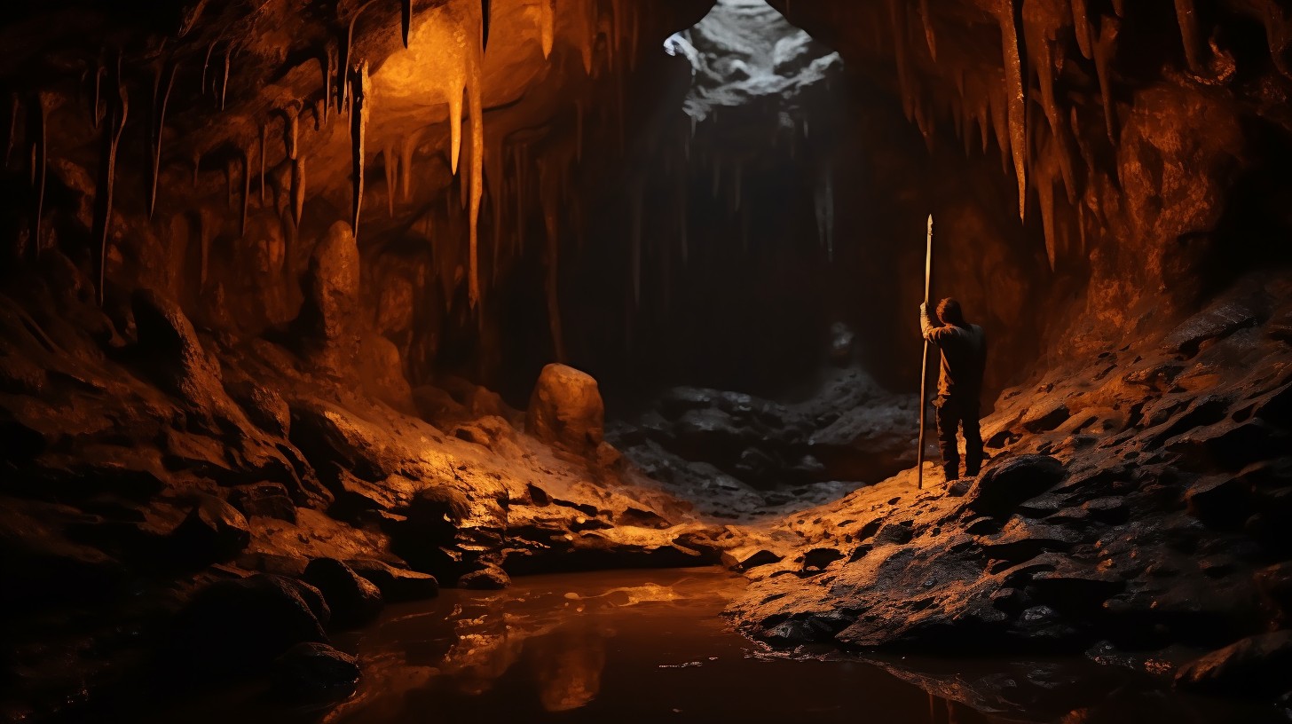 Ilustración artística de la cueva del Paleolítico