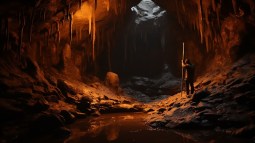 Ilustración artística de la cueva del Paleolítico