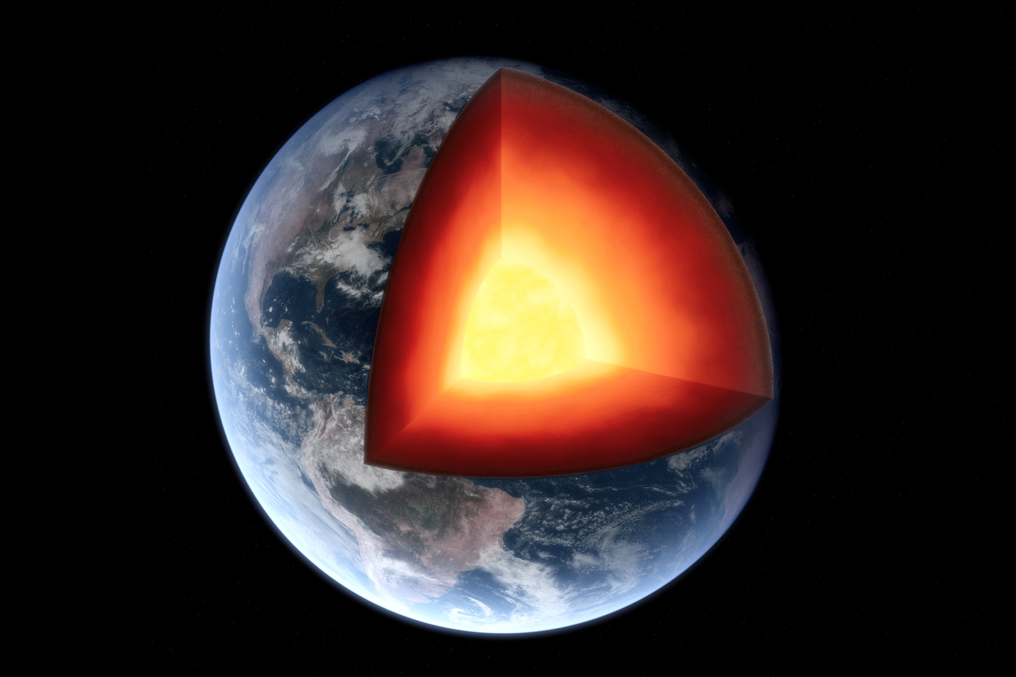 Representación artística de las capas del interior de la Tierra