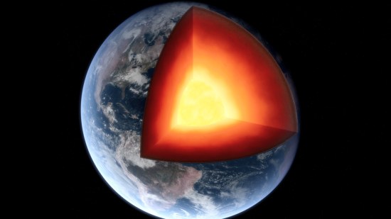 Representación artística de las capas del interior de la Tierra
