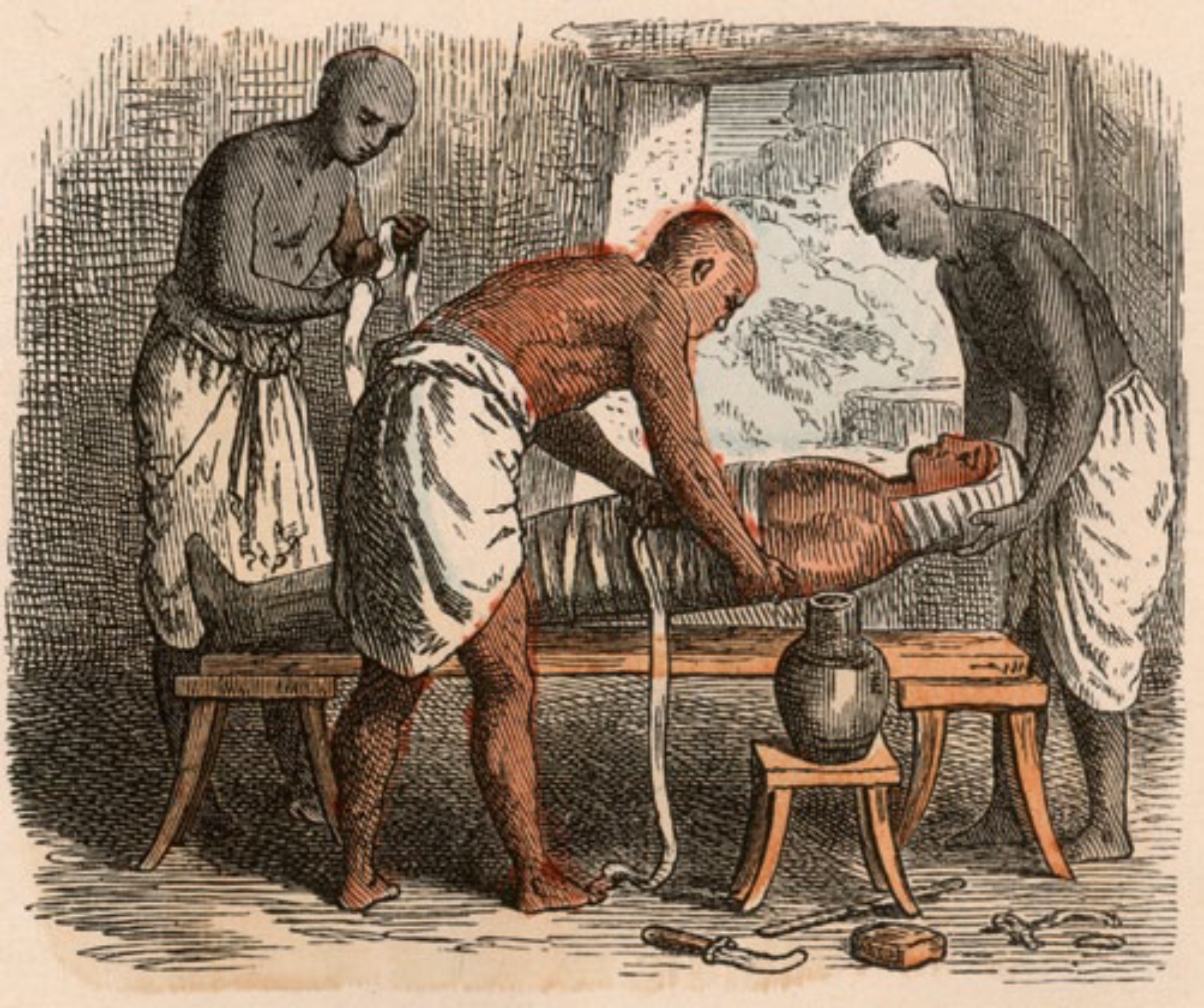 Grabado de preparación de momia