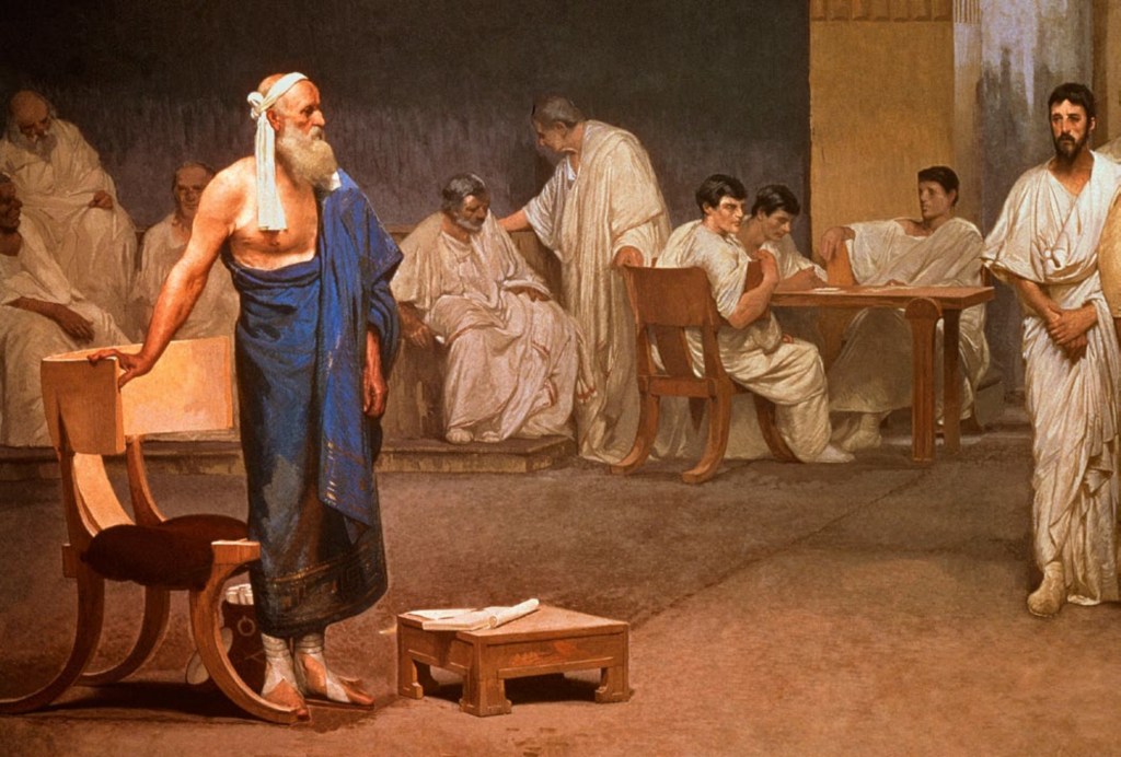 Fresco decimonónico Apio Claudio entra en el Senado romano en el año 312 a.C.)