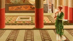 Cromolitografía del interior de la Casa de Salustio, ubicada en Pompeya (siglo IV a.C.)