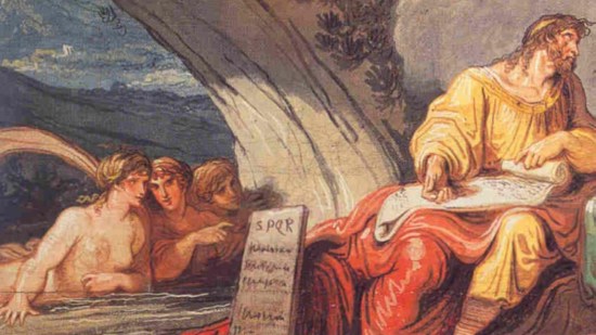 Numa Pompilio, mítico rey creador de los collegia, recibe de la ninfa Egeria las leyes de Roma