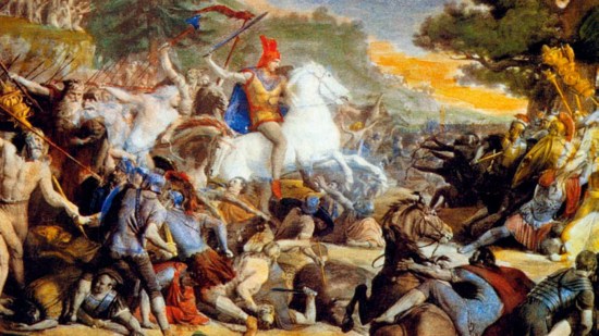 Óleo (Friedrich Gunkel, 1857) representa al caudillo germano Arminio