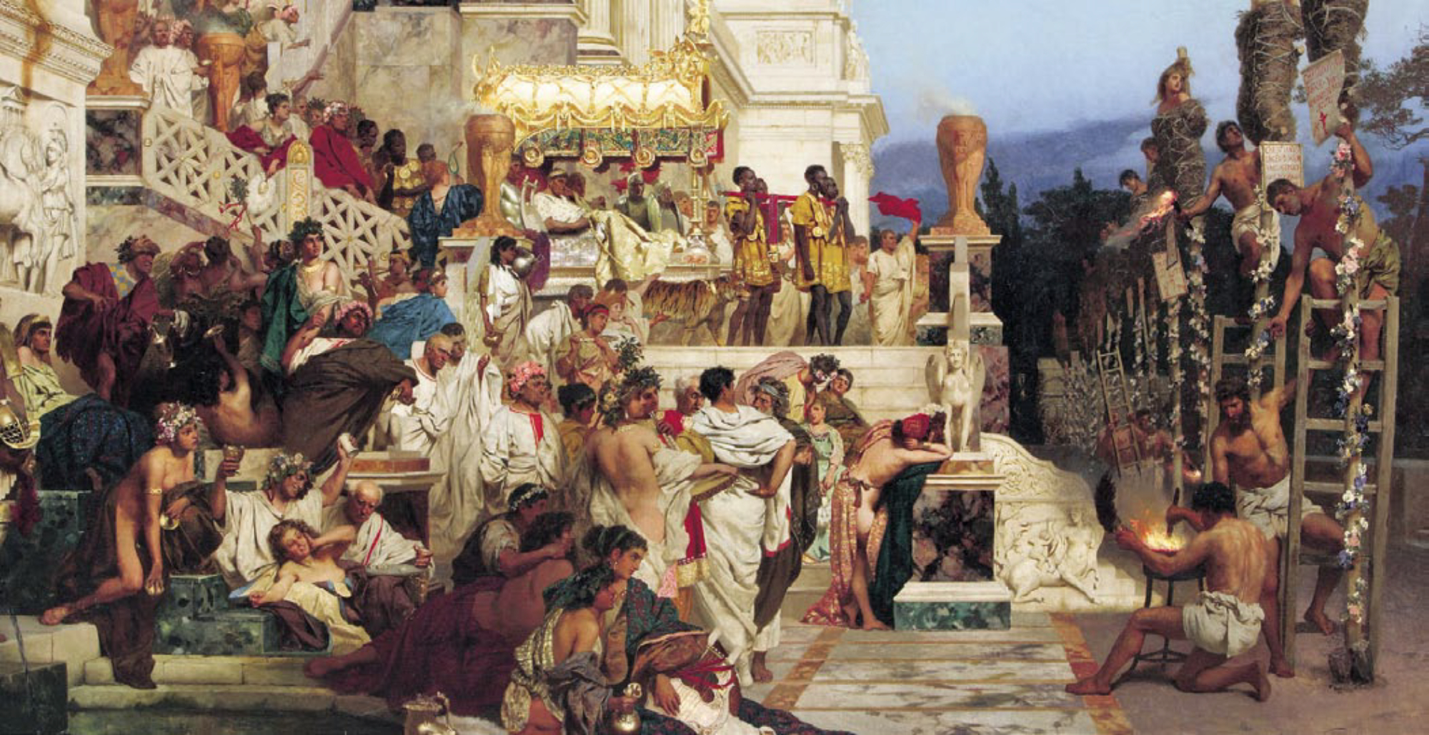 Óleo titulado Antorchas de Nerón (candelabros cristianos), del polaco Henryk Siemiradzki (1876)