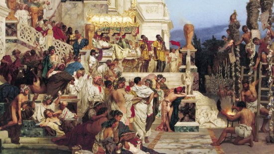 Óleo titulado Antorchas de Nerón (candelabros cristianos), del polaco Henryk Siemiradzki (1876)