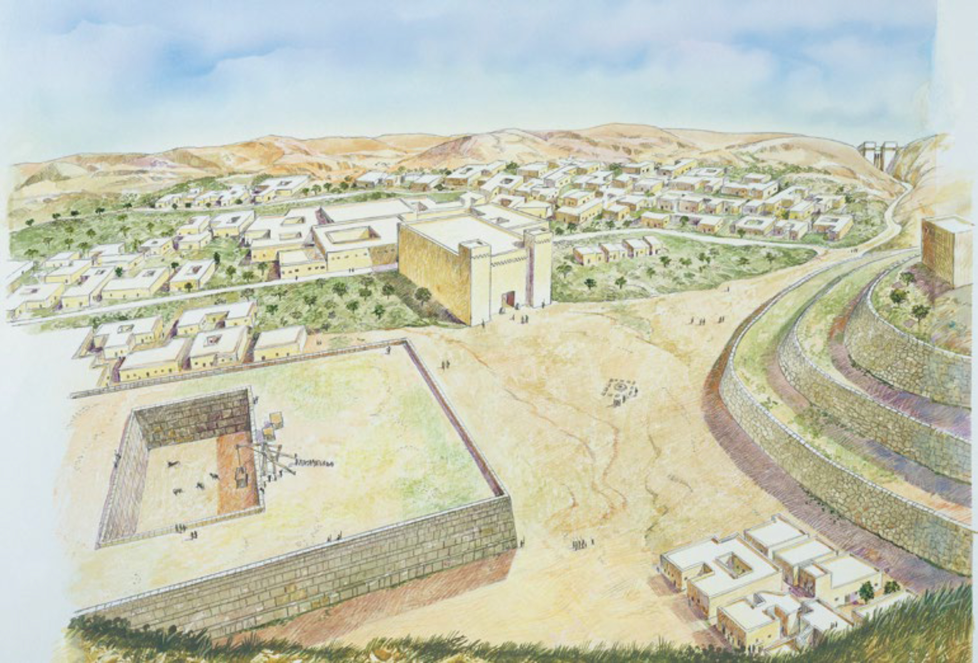 Recreación de Ebla con el templo de Ishtar en el centro