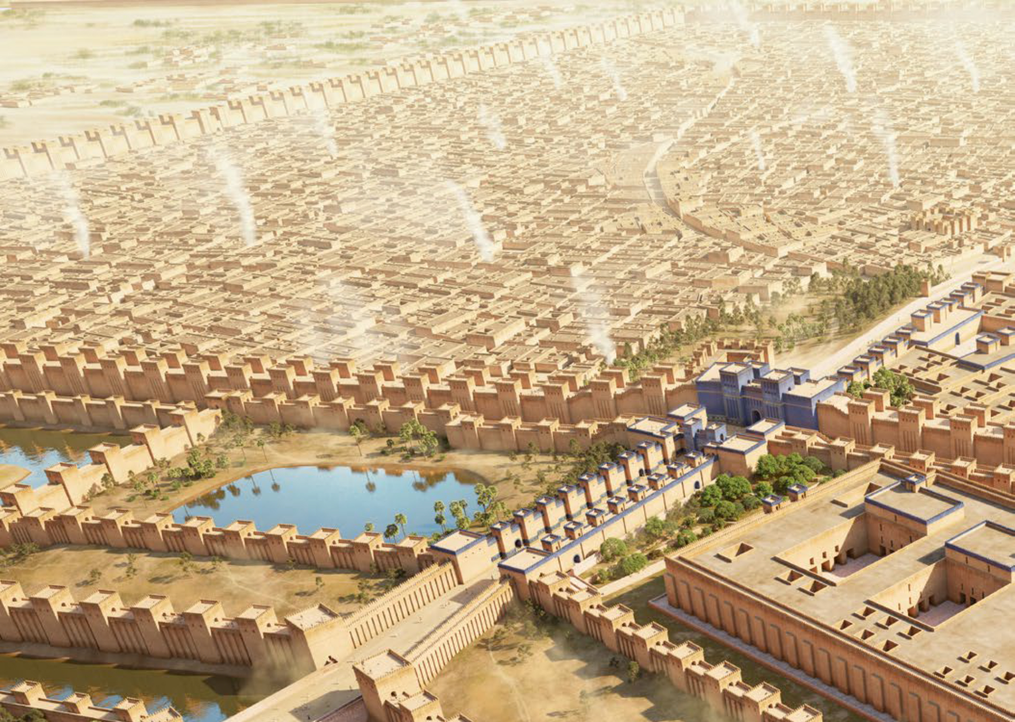 Reconstrucción ideal de la gran ciudad de Babilonia en su momento de máximo esplendor