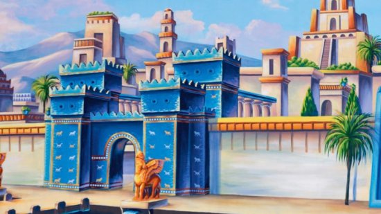 Recreación moderna de la entrada a la antigua ciudad de Babilonia