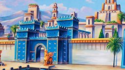 Recreación moderna de la entrada a la antigua ciudad de Babilonia