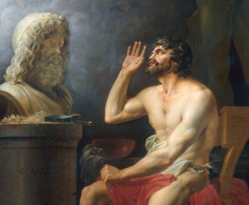 Fidias terminando el busto de Zeus (1802), pintura del vienés Joseph Dorffmeister