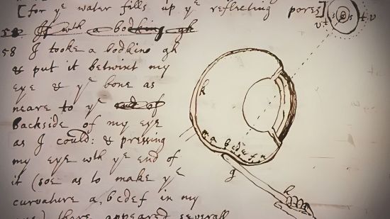 Anotaciones del propio Newton donde explica la metodología de su experimento