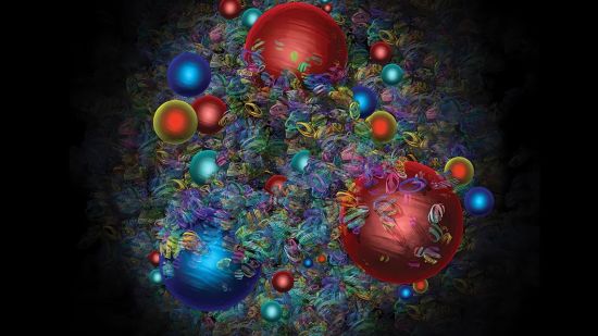Representación artística del caótico interior de un protón