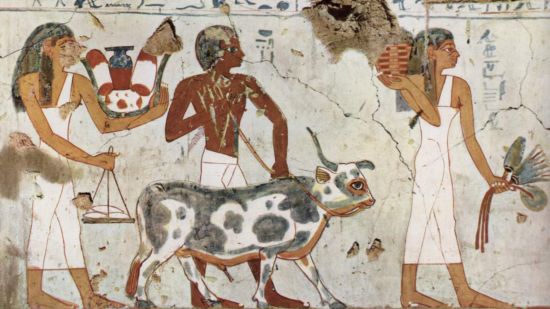 Pintura mural en una cámara funeraria de Egipto