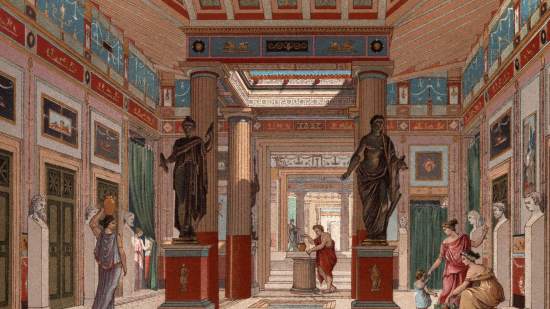 Recreación del atrio de una casa romana