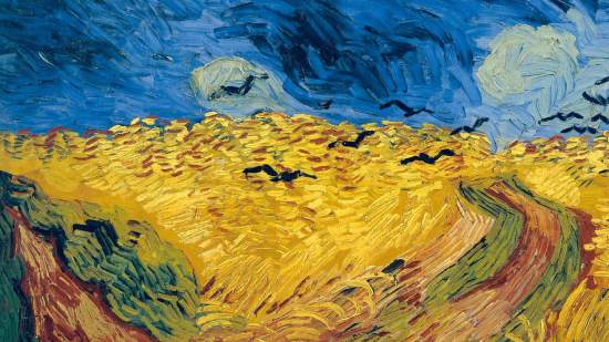 Trigales bajo cielos amenazados con cuervos, de Van Gogh