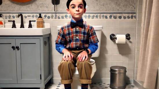 Joven Sheldon en el baño