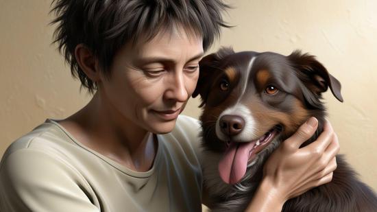 Acariciando a su perro