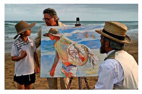 Escena de Sorolla mientras ejecuta El pescador