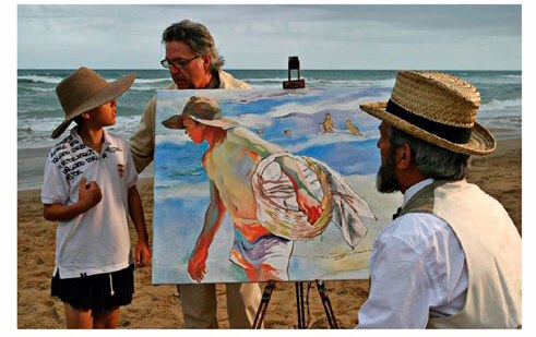 Escena de Sorolla mientras ejecuta El pescador