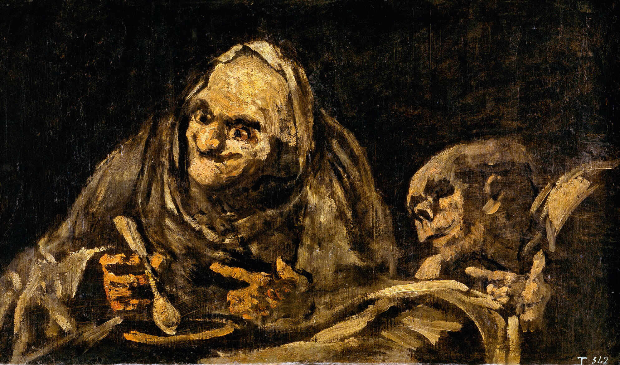 Dos viejos comiendo sopa, Goya