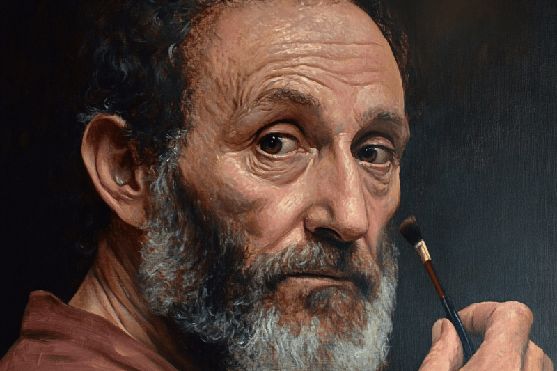 Recreación de Miguel Ángel durante su vejez